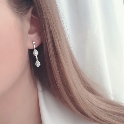 Λευκόχρυσα σκουλαρίκια Κ14 με ζιργκόν