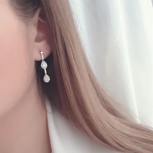 Λευκόχρυσα σκουλαρίκια Κ14 με ζιργκόν