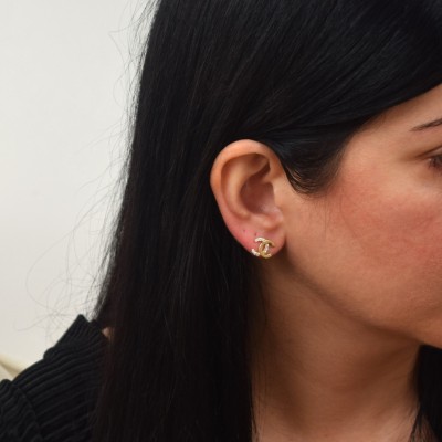 Χρυσά σκουλαρίκια Κ14 με ζιργκόν