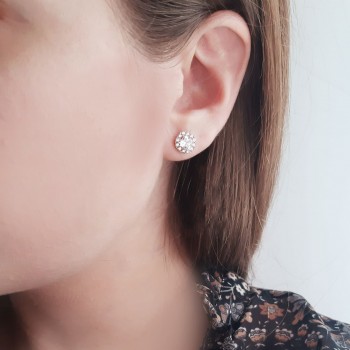 Cushion λευκόχρυσα σκουλαρίκια Κ14 με ζιργκόν