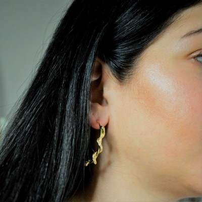 Ασημένια επιχρυσωμένα σκουλαρίκια κρίκοι 925