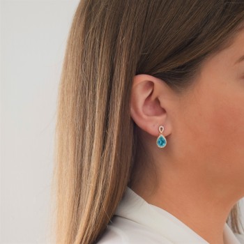 Χρυσά κρεμαστά σκουλαρίκια σταγόνες Κ14 με ζιργκόν