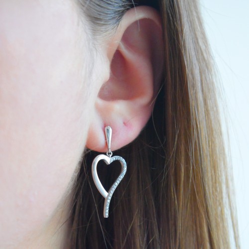 Ασημένια σκουλαρίκια καρδιές 925 με ζιργκόν