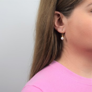 Χρυσά κρεμαστά σκουλαρίκια Κ14 με μαργαριτάρια