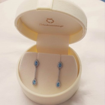 Λευκόχρυσα σκουλαρίκια Κ14 με ζιργκόν