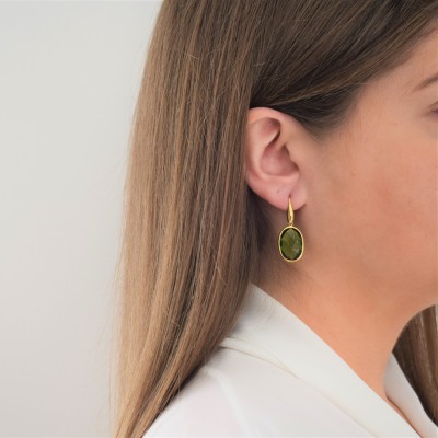 Ασημένια επιχρυσωμένα κρεμαστά σκουλαρίκια 925 με κρύσταλλα