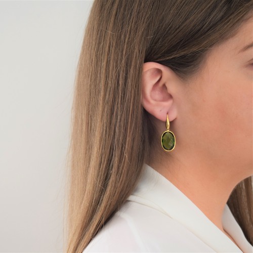 Ασημένια επιχρυσωμένα κρεμαστά σκουλαρίκια 925 με κρύσταλλα