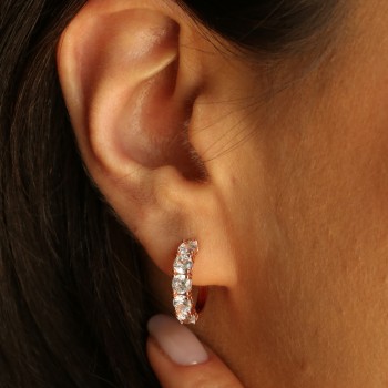 Ασημένια σκουλαρίκια κρίκοι 925 με ζιργκόν