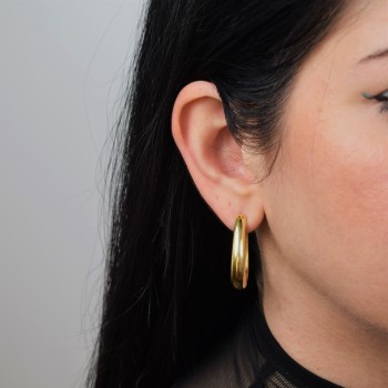 Ασημένια επιχρυσωμένα σκουλαρίκια οβάλ κρίκοι 925