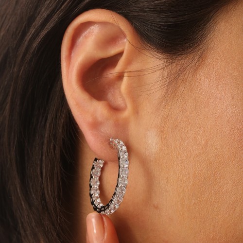 Ασημένια σκουλαρίκια κρίκοι 925 με ζιργκόν