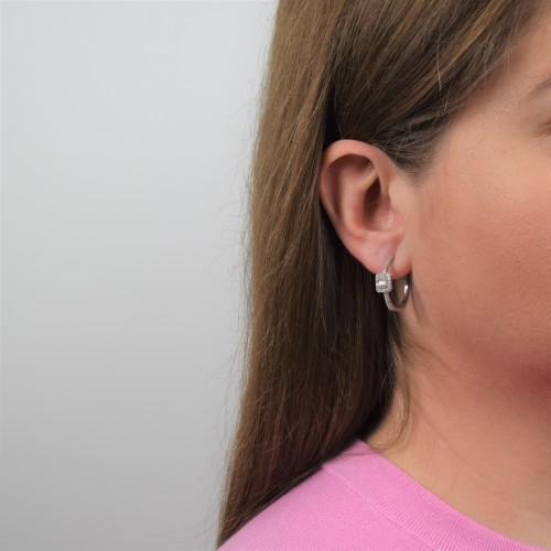 Ασημένια σκουλαρίκια κρίκοι 925 με ζιργκόν