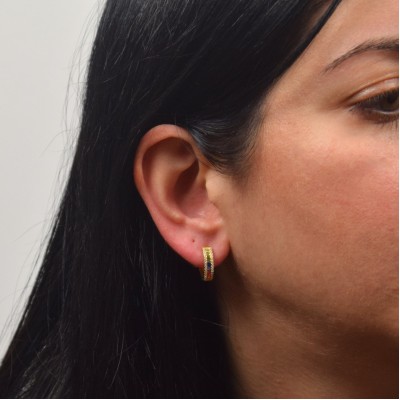 Ασημένια επιχρυσωμένα σκουλαρίκια κρικάκια rainbow 925