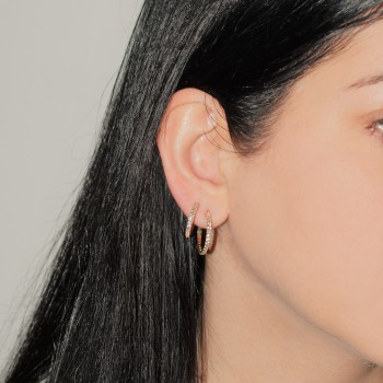 Χρυσά σκουλαρίκια κρικάκια Κ14 με ζιργκόν