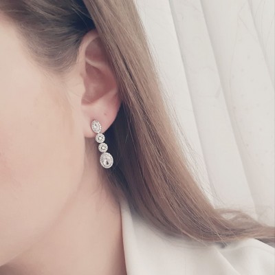 Λευκόχρυσα σκουλαρίκια Κ14 με ζιργκόν