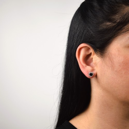 Λευκόχρυσα σκουλαρίκια καρδιές Κ14