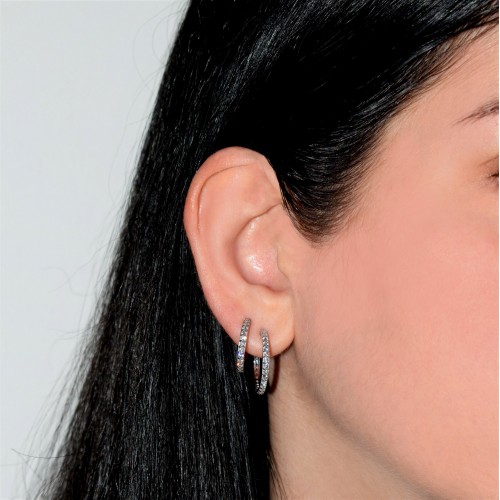 Λευκόχρυσα σκουλαρίκια κρικάκια Κ14 με ζιργκόν