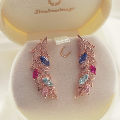 Ασημένια σκουλαρίκια 925 σε ροζ χρώμα