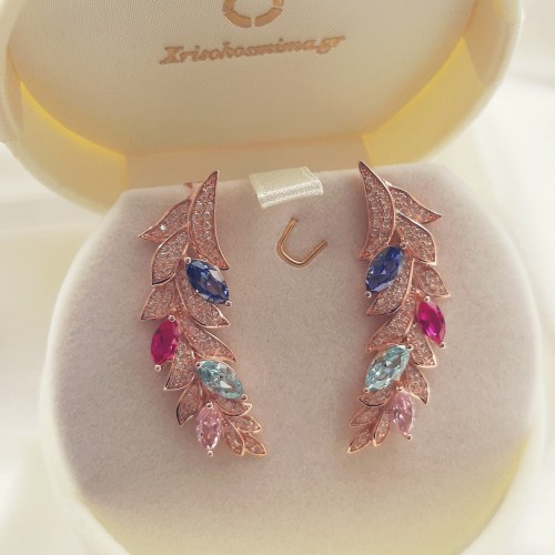 Ασημένια σκουλαρίκια 925 σε ροζ χρώμα