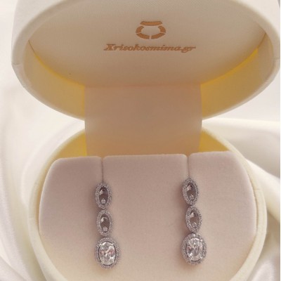 Λευκόχρυσα νυφικά σκουλαρίκια Κ14 με ζιργκόν