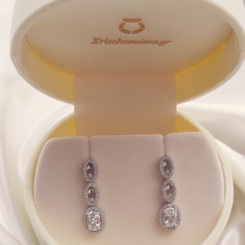 Λευκόχρυσα νυφικά σκουλαρίκια Κ14 με ζιργκόν
