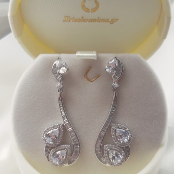Νυφικά ασημένια σκουλαρίκια 925 με ζιργκόν