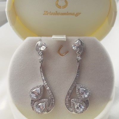 Νυφικά ασημένια σκουλαρίκια 925 με ζιργκόν