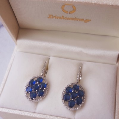 Ασημένια κρεμαστά σκουλαρίκια 925 με ζιργκόν