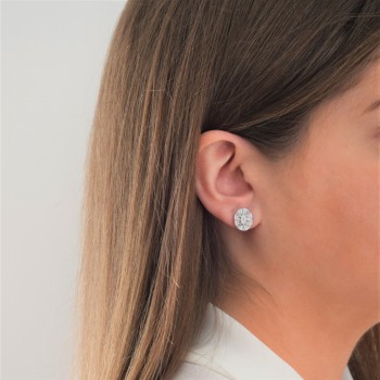 Ασημένια οβάλ καρφωτά σκουλαρίκια 925 με ζιργκόν