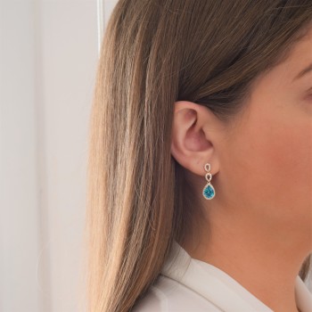 Χρυσά κρεμαστά σκουλαρίκια σταγόνες Κ14 με ζιργκόν