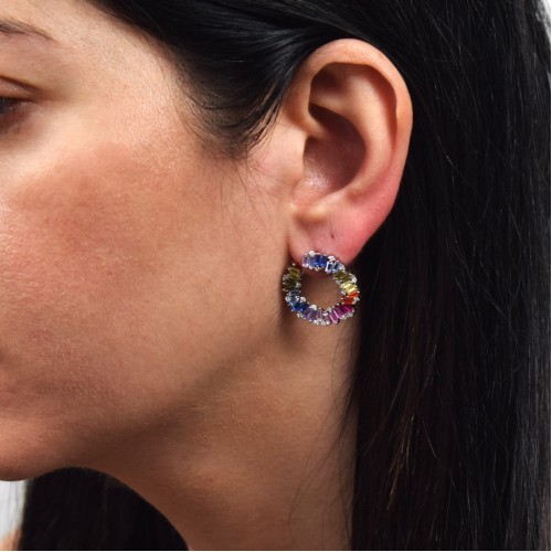 Ασημένια σκουλαρίκια rainbow 925