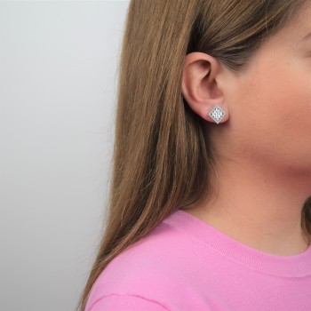 Ασημένια σκουλαρίκια ρόμβοι 925 με ζιργκόν