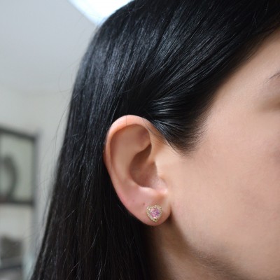 Χρυσά σκουλαρίκια καρδιές Κ14