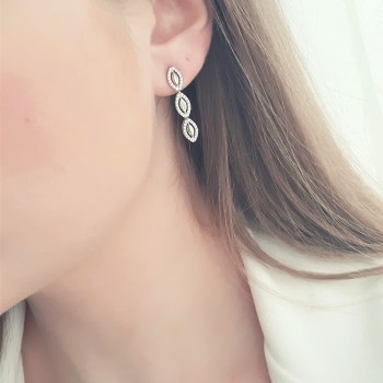 Λευκόχρυσα νυφικά σκουλαρίκια Κ14 με ζιργκόν