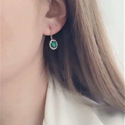 Χρυσά σκουλαρίκια Κ14 με ζιργκόν