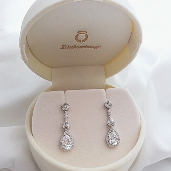 Λευκόχρυσα νυφικά σκουλαρίκια Κ14 με ζιργκόν