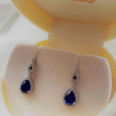 Λευκόχρυσα σκουλαρίκια Κ14 με ζιργκόν