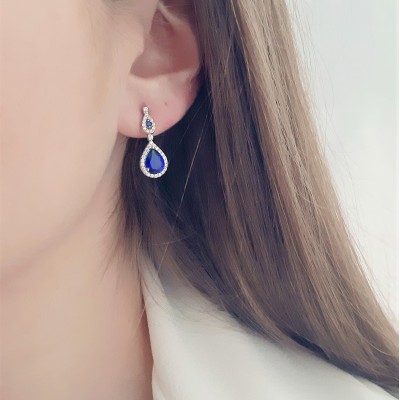 Λευκόχρυσα σκουλαρίκια Κ14 με ζιργκόν