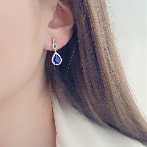 Λευκόχρυσα σκουλαρίκια Κ14 με ζιργκόν