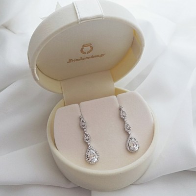 Λευκόχρυσα νυφικά σκουλαρίκια Κ14 με ζιργκόν