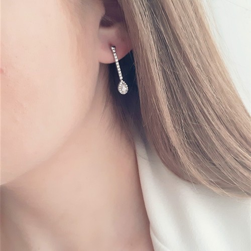 Λευκόχρυσα σκουλαρίκια Κ14 με ζιργκόν