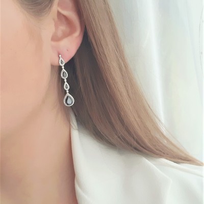 Λευκόχρυσα σκουλαρίκια Κ14 με ζιργκόν