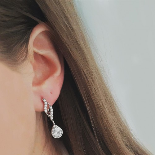 Λευκόχρυσα σκουλαρίκια Κ14 με ζιργκόν