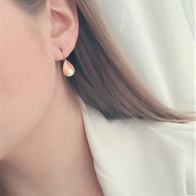 Σκουλαρίκια από ροζ χρυσό Κ14 με μαργαριτάρια