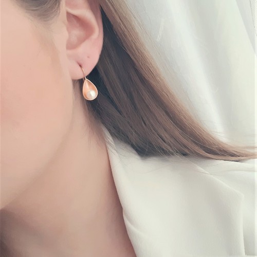 Σκουλαρίκια από ροζ χρυσό Κ14 με μαργαριτάρια