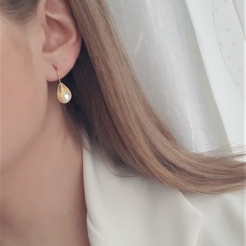 Χρυσά σκουλαρίκια Κ14 με μαργαριτάρια