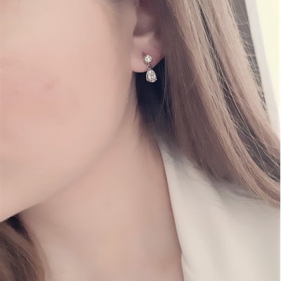 Λευκόχρυσα σκουλαρίκια σταγόνες Κ14 με ζιργκόν