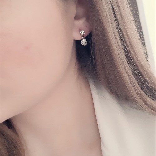 Λευκόχρυσα σκουλαρίκια σταγόνες Κ14 με ζιργκόν