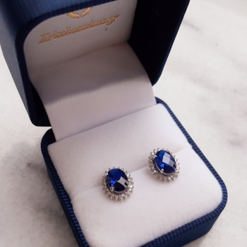 Οβάλ λευκόχρυσα σκουλαρίκια ροζέτες Κ14