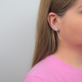 Ασημένια σκουλαρίκια καρδιές 925 με ζιργκόν