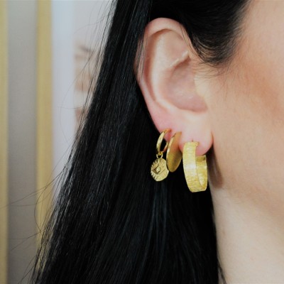 Ασημένια επιχρυσωμένα σκουλαρίκια κρικάκια 925 με μάτια